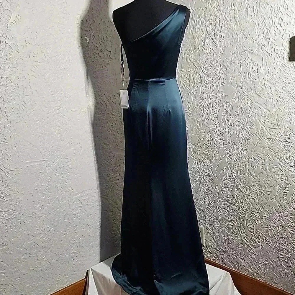 Lovely SATIN Cutout one shoulder maxi dress size 0 - Picture 10 of 14